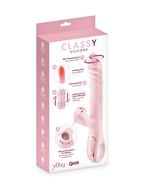 Classy 5-w-1 wibrator króliczek podgrzewany cichy 9 trybów wodoodporny YOBA