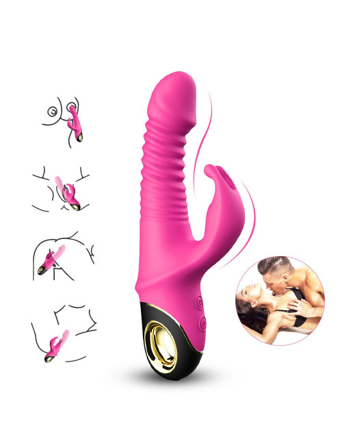 Zing Pink – Króliczek Wibrator Silikonowy, wodoodporny, 9 trybów wibracji – zabawki, wibratory, króliczki