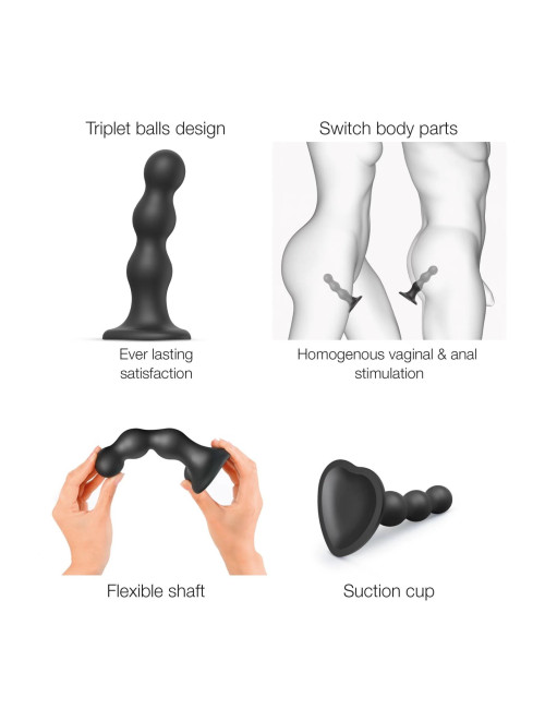 Dildo Plug Balls Noir XXL – Zabawki Analne, Silikonowy Triplet Balls