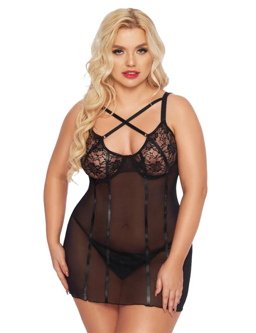 Koszulka Babydoll Softline Cornelia Black XL