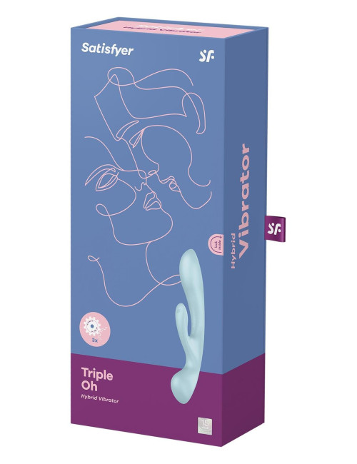 Satisfyer Triple Oh Light Blue – wibrator króliczek z 3 silnikami, wodoodporny IPX7, silikon medyczny