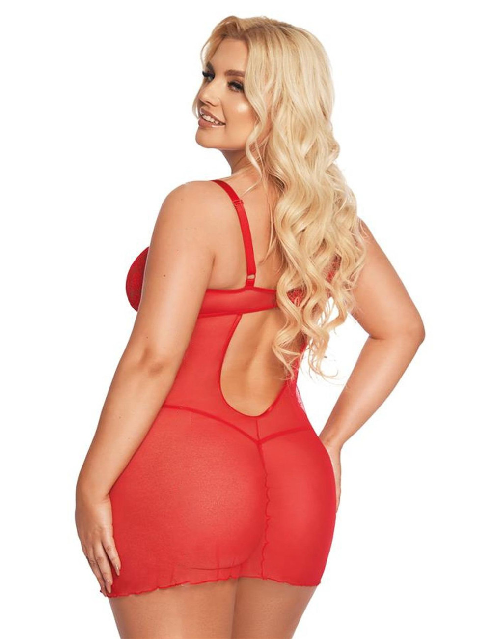 SoftLine Collection Aldona Red – Koszulka Babydoll 3XL