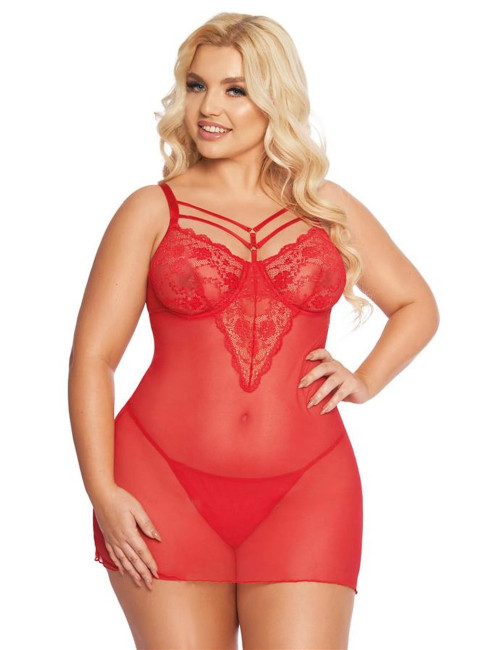 SoftLine Collection Aldona Red – Koszulka Babydoll 3XL