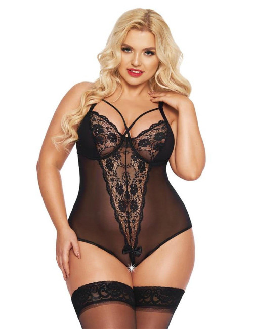 SoftLine Collection Amanda Black Koronkowe Body 2XL