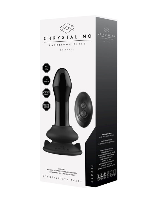 Chrystalino Pluggy Szklany Plug Analski z Przyssawką i Pilotem