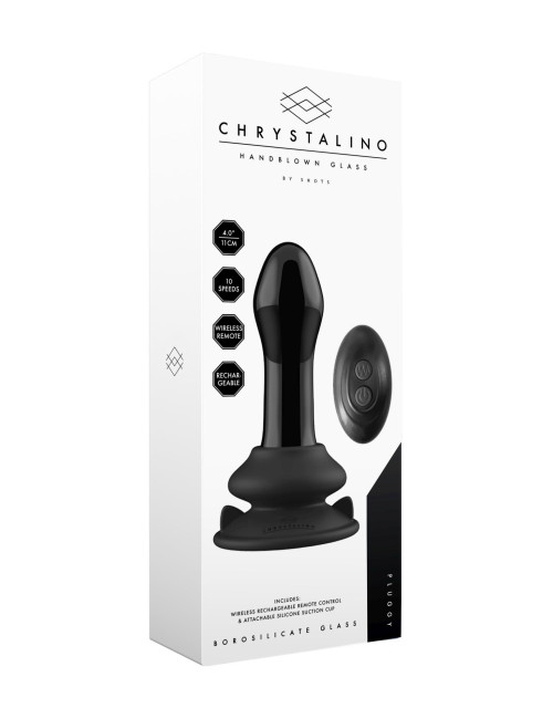 Chrystalino Pluggy Szklany Plug Analski z Przyssawką i Pilotem