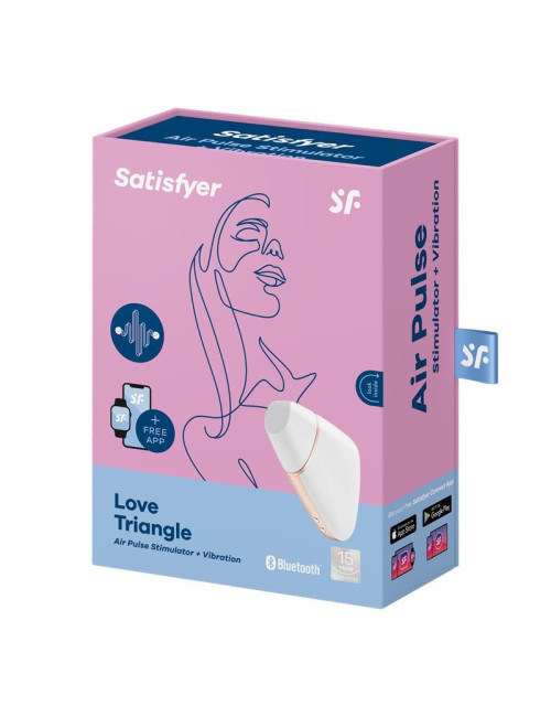 Wibrator z aplikacją Satisfyer Love Triangle Air Pulse - wodoodporny, biały, silikon medyczny