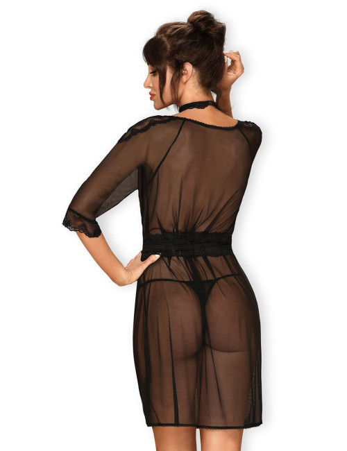 Czarny peniuar Obsessive Lucita S/M