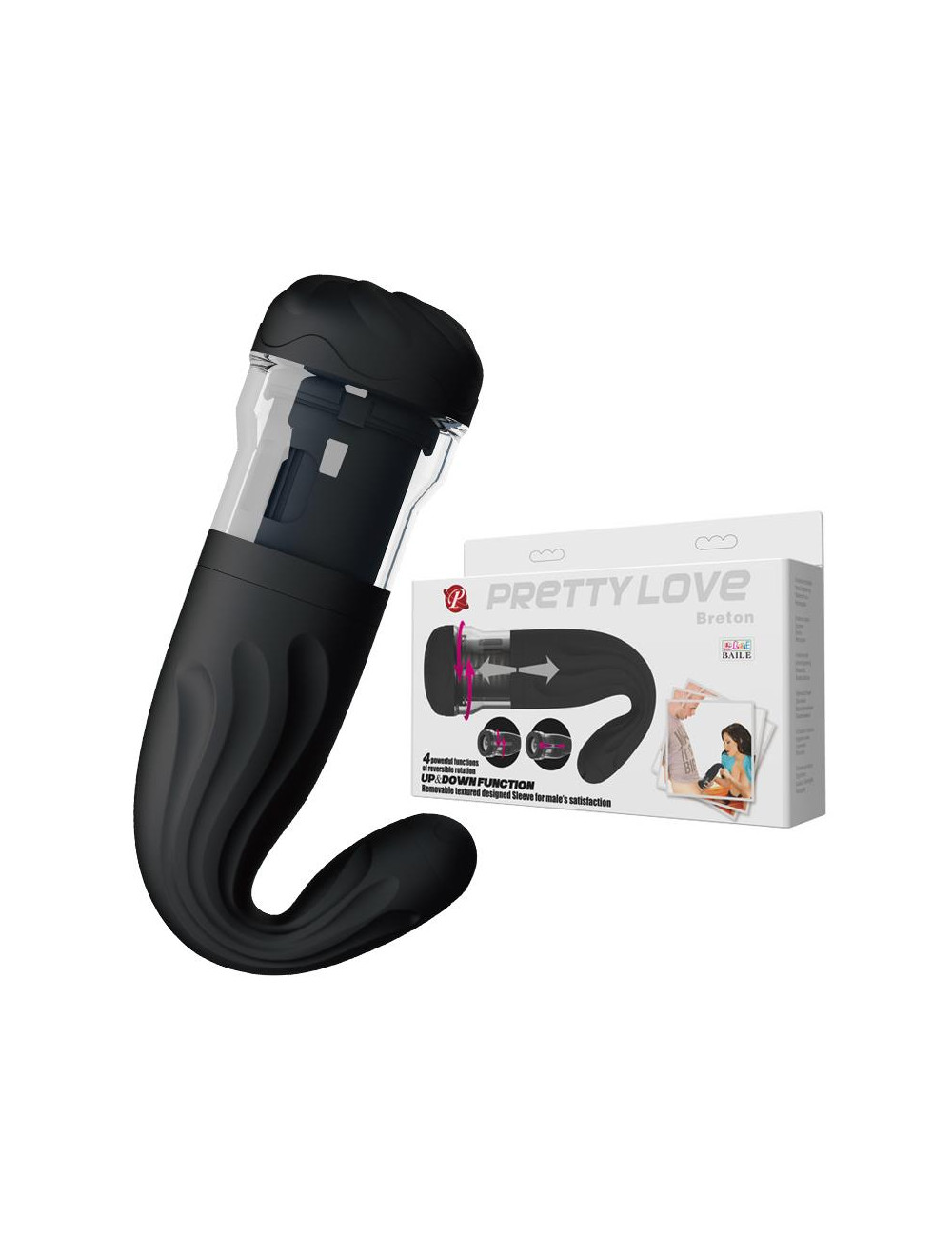 PRETTY LOVE BRETON Multifunction Masturbator z wibracją - 4 prędkości obrotowe, 4 ruchy góra/dół