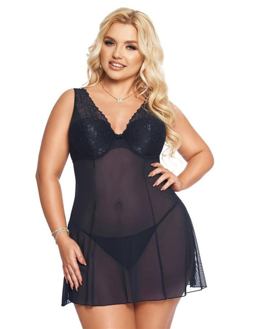 SoftLine Collection Berta Niebieska Koszulka Babydoll 2XL