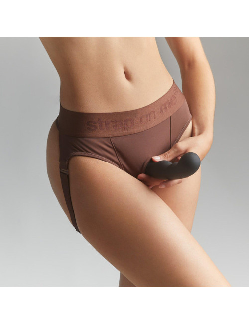 HARNESS LINGERIE HEROINE XL CHOCOLATE - Zabawki Strap On, Mocowanie Strap-on, 100% Mikrofibra