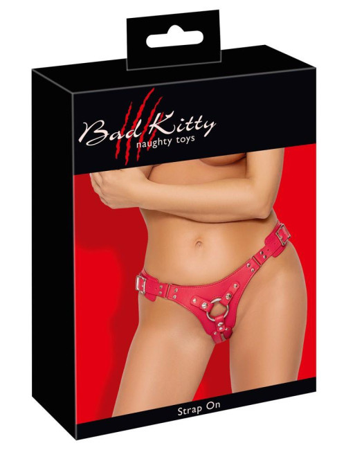 Regulowana Uprząż Strap-on Bad Kitty Czerwona S-L