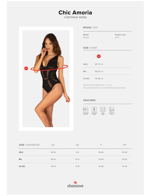 Otwórz Body Damskie Obsessive Chic Amoria XS/S