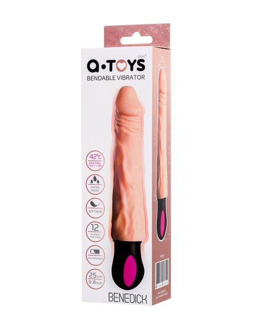 A-Toys Benedick: Wibrator grzewczy z TPE, elastyczny, 12 trybów, realistyczny