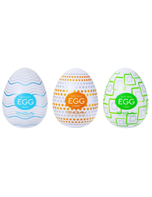 Tenga Egg Standard x3 1 - Jajeczka masturbacyjne Standard, 3 struktury, zabawki erotyczne