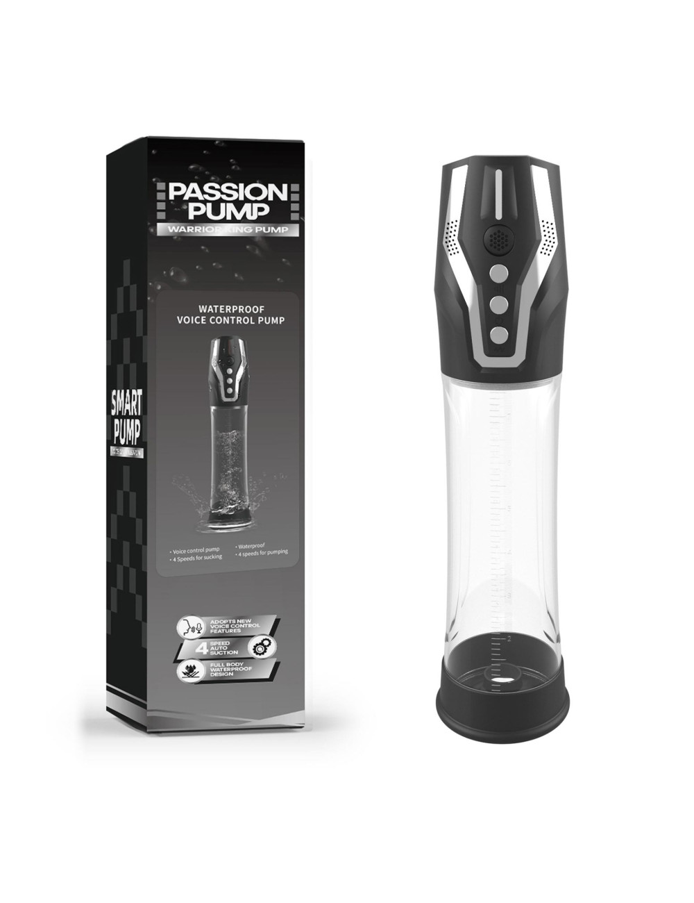 Pompka PASSION PUMP – Wodoodporna pompa dla mężczyzn z sterowaniem głosowym, ładowanie USB, 1100mAh