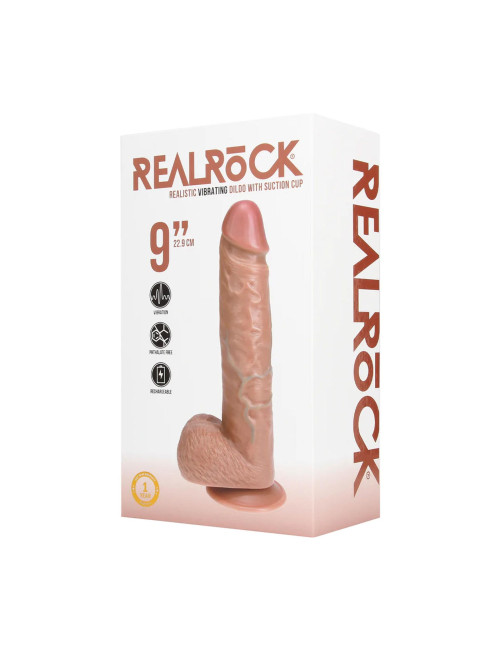 Wibrator Realistyczny RealRock 23 cm z przyssawką - Beżowy