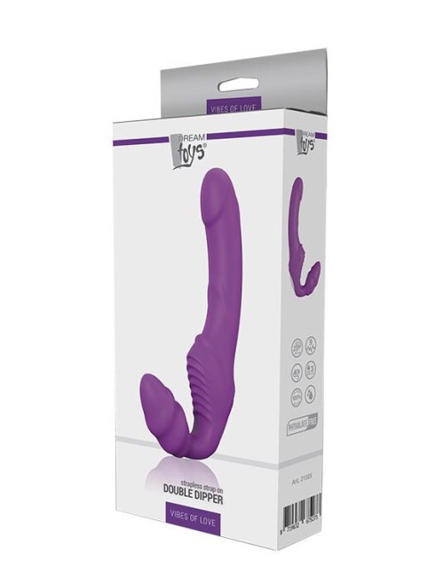 Dream Toys Vibes of Love Double Dipper - Fioletowy Strap-On