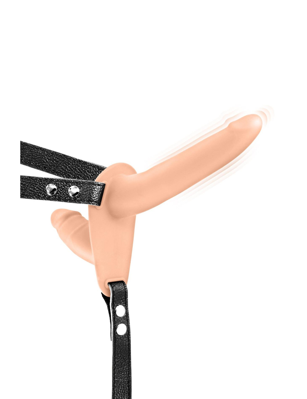 Double Strap-On Vibrating Flesh - Strap-On z Podwójną Wibracją Zabawki