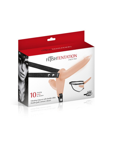 DOUBLE STRAP-ON VIBRATING FLESH STRAP-ON DILDO