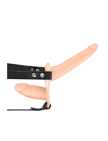 DOUBLE STRAP-ON VIBRATING FLESH STRAP-ON DILDO