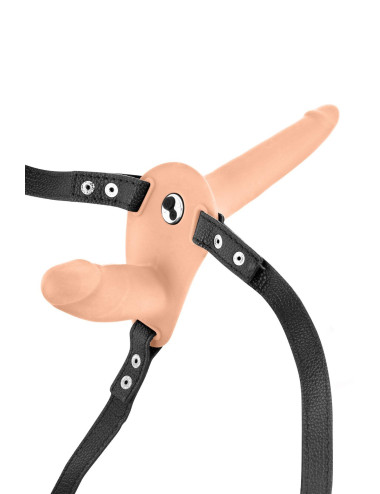 DOUBLE STRAP-ON VIBRATING FLESH STRAP-ON DILDO