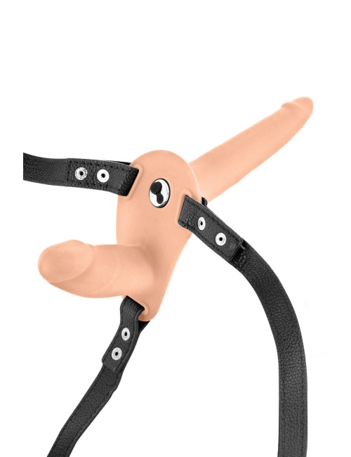 Double Strap-On Vibrating Flesh - Strap-On z Podwójną Wibracją Zabawki