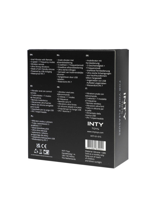 INTY Toys Blade - Wibrator analny zdalny, silikonowy, IPX7, 10 trybów