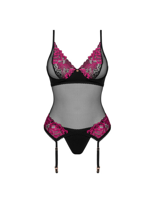 Obsessive Rosenty Czarny Gorset i Stringi XL/2XL