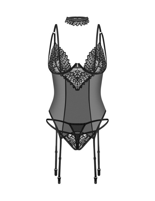 Obsessive Donarella Czarny Gorset i Stringi XL/2XL