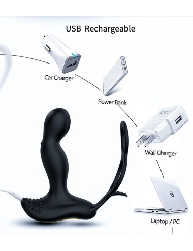 Wibrator-Silicone Massager 7 Function and Heating Function, Black