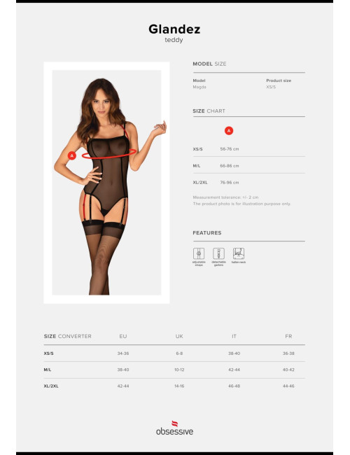 Obsessive Glandez Czarne Body M/L z Regulacją