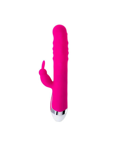 JOS BALLE, Vibrator with clitoral stimulator with moving balls, silicone, pink, 23 cm