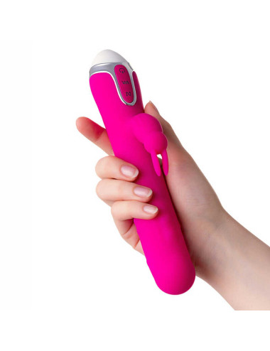 JOS BALLE, Vibrator with clitoral stimulator with moving balls, silicone, pink, 23 cm