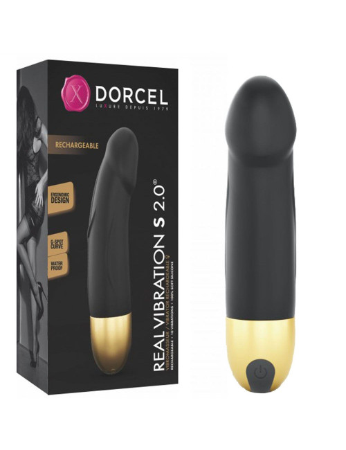 REAL VIBRATION S Black & Gold 2.0 - Wibrator Realistyczny USB, Ładowany