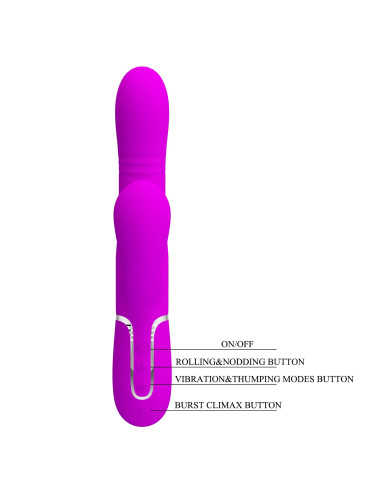 PRETTY LOVE - Mariana Purple, 7 vibration functions 7 thrusting settings, 4 rolling functions, 4 nodding functions