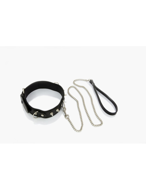 Whips Collection Obroża Męska z Smyczą i Półkółkami