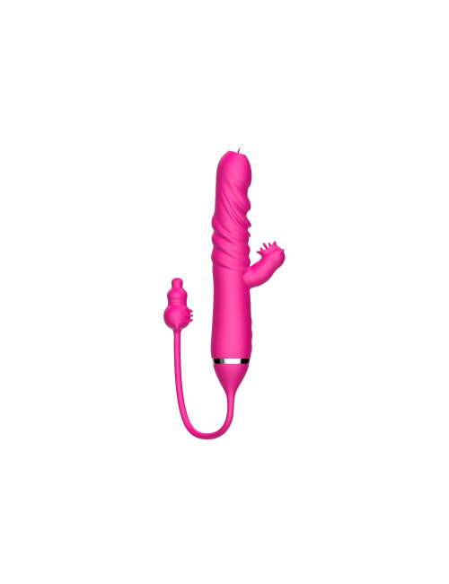 Wibrator z języczkiem – Triple Stimulation Stymulator, 3 silniki, 10 prędkości wibracji, zabawki erotyczne silikon/ABS