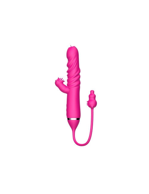 Wibrator z języczkiem – Triple Stimulation Stymulator, 3 silniki, 10 prędkości wibracji, zabawki erotyczne silikon/ABS