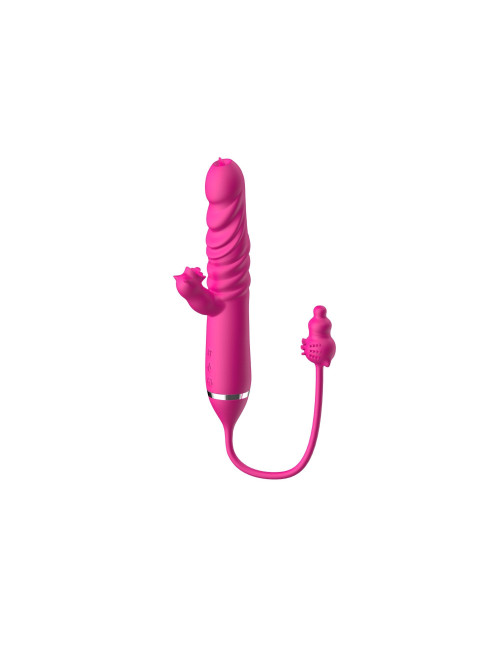 Wibrator z języczkiem – Triple Stimulation Stymulator, 3 silniki, 10 prędkości wibracji, zabawki erotyczne silikon/ABS