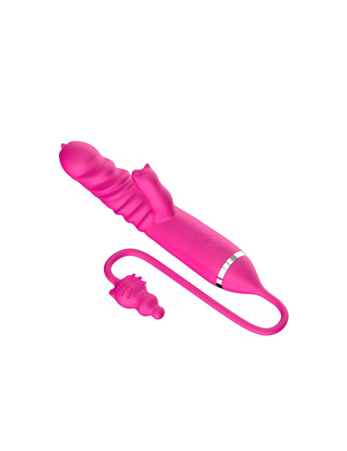 Wibrator z języczkiem – Triple Stimulation Stymulator, 3 silniki, 10 prędkości wibracji, zabawki erotyczne silikon/ABS