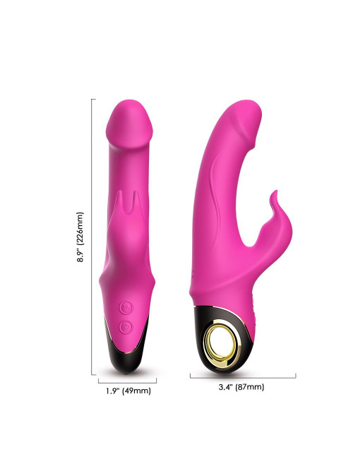 Meteror Pink – Zabawka wibrator króliczek silikonowy, wodoodporna, 2 silniki, 9 trybów