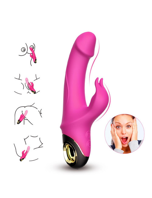 Meteror Pink – Zabawka wibrator króliczek silikonowy, wodoodporna, 2 silniki, 9 trybów