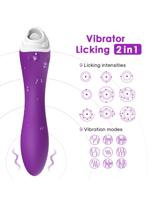 Fairyland Purple - Wibrator silikonowy z języczkiem G, wodoodporny USB, 18 programów