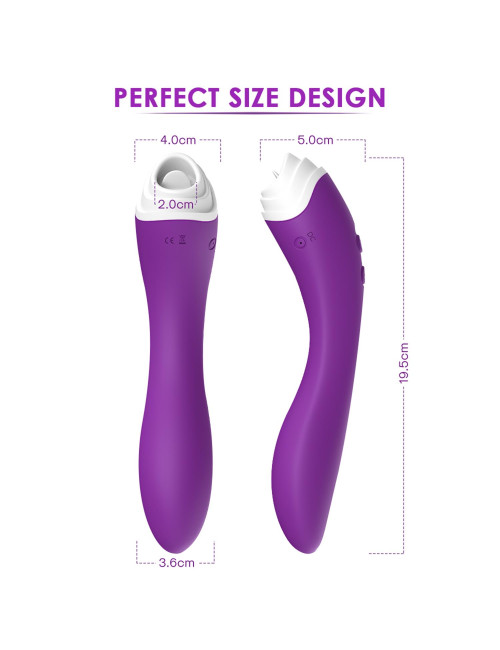 Fairyland Purple - Wibrator silikonowy z języczkiem G, wodoodporny USB, 18 programów