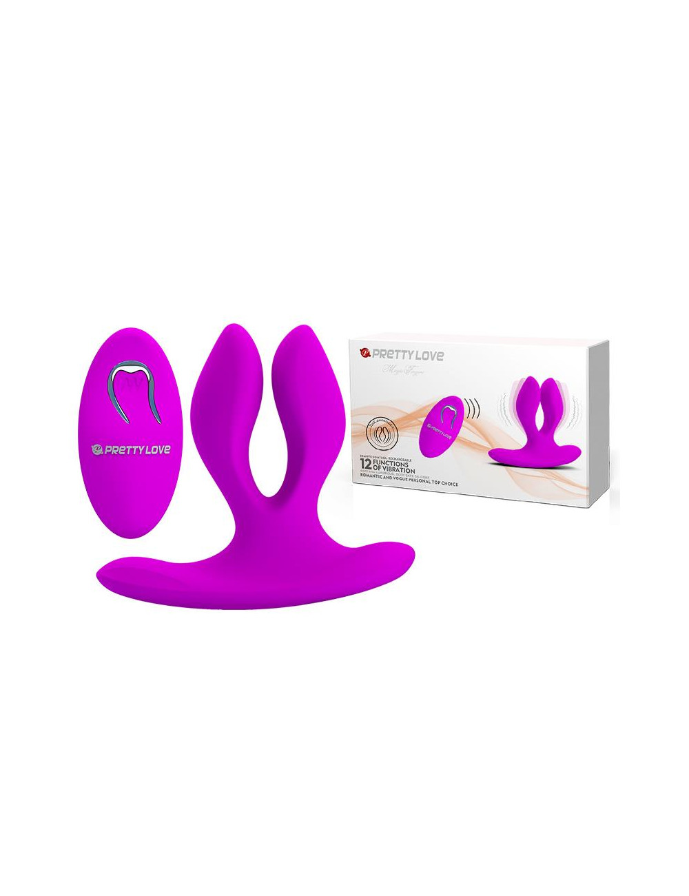 PRETTY LOVE MAGIC FINGER - Wibrator z podwójną stymulacją, 12 funkcji, pamięć ustawień, zdalne sterowanie