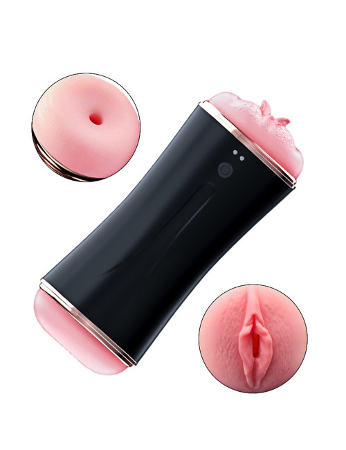 Masturbator z wibracją - Dwustronny USB 7 funkcji (Wagina i Anus)