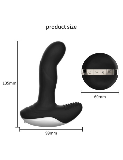 Wibrator silikonowy Massager USB 7 funkcji, pulsator, ogrzewanie, pilot - masażer prostaty / punktu G, wodoodporny