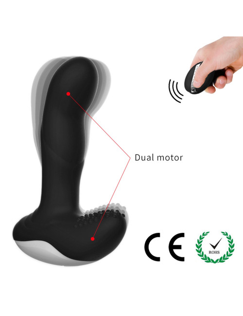 Wibrator silikonowy Massager USB 7 funkcji, pulsator, ogrzewanie, pilot - masażer prostaty / punktu G, wodoodporny