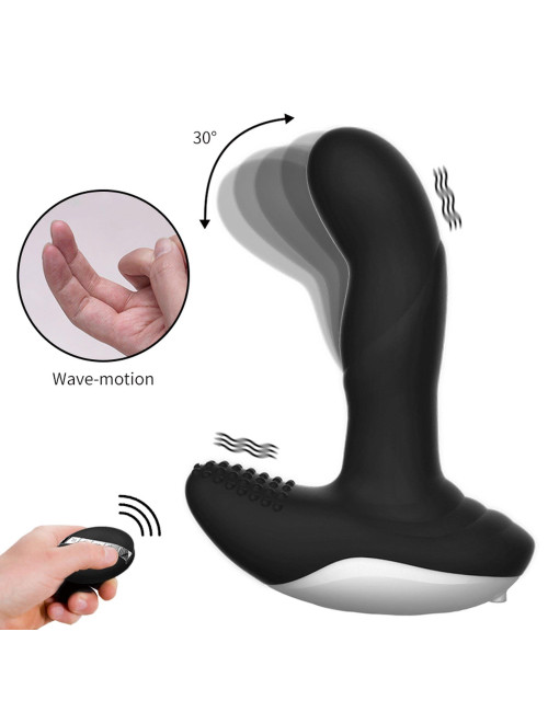 Wibrator silikonowy Massager USB 7 funkcji, pulsator, ogrzewanie, pilot - masażer prostaty / punktu G, wodoodporny